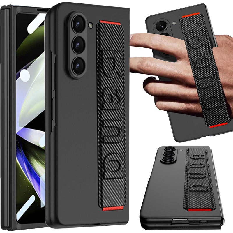 NINKI Carbon Fiber Strap Cover for Samsung Galaxy Z Fold 7 Case with Screen ProtectorShockproof Full Body Protection Slim Bumper for Galaxy Z Fold7 Cover Wristband Grip for Samsung Z Fold 7 Case Men - Image 2