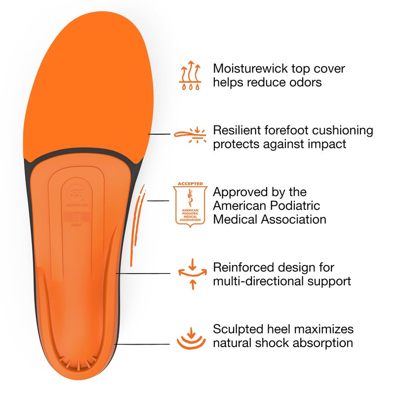سوبر فييت Superfeet All-Guffich High Impact Support Aseoles (Orange)-Trim-to Fort Orthot Support Shoers-درجة احترافية-الرجال 15.5-17 - Image 4