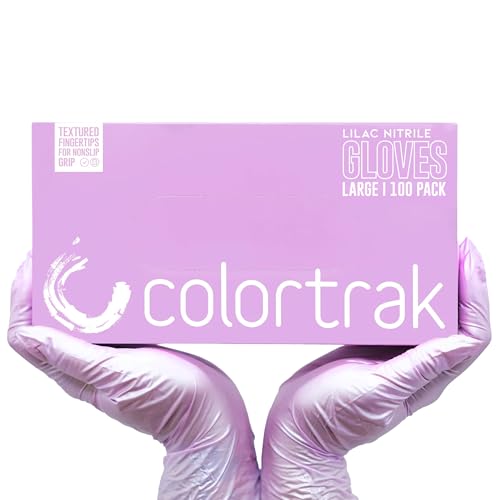 Colortrak Disposable Nitrile Gloves, Pink, Luminous Collection Lilac Frost Latex-Free, Powder-Free Hair Color Gloves for Chemical Processing & Salon Services, 100 Count, Large - Image 1