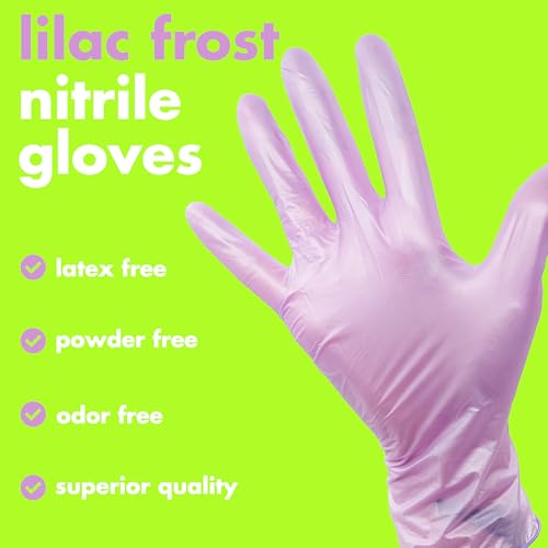 Colortrak Disposable Nitrile Gloves, Pink, Luminous Collection Lilac Frost Latex-Free, Powder-Free Hair Color Gloves for Chemical Processing & Salon Services, 100 Count, Large - Image 2