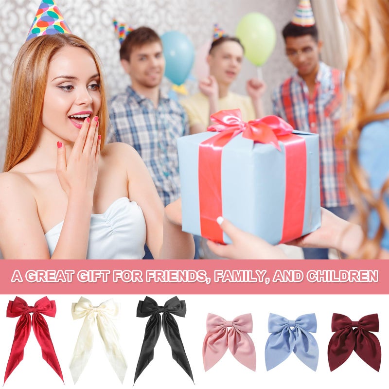 YONOY Adorn Yourself with 6Pcs Hair Bows for Women - Stunning Silky Satin Hair Bows and Cute Bow Clips for Girls, Must-Have Hair Accessories Gifts - Image 5