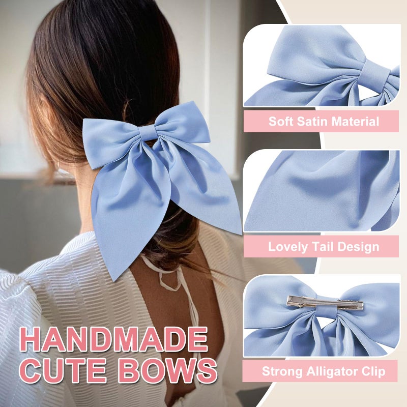 YONOY Adorn Yourself with 6Pcs Hair Bows for Women - Stunning Silky Satin Hair Bows and Cute Bow Clips for Girls, Must-Have Hair Accessories Gifts - Image 4