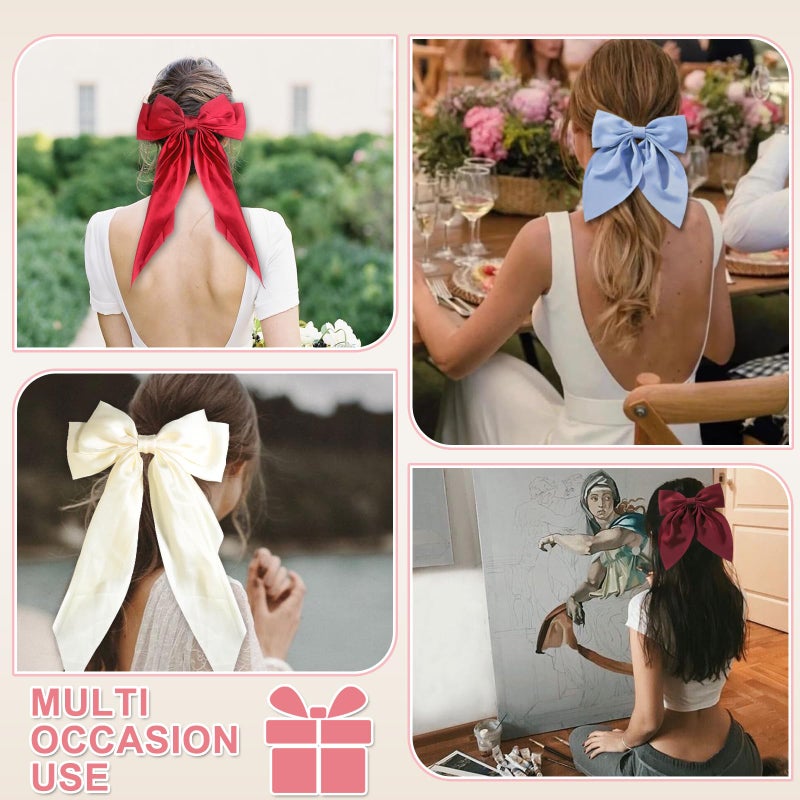 YONOY Adorn Yourself with 6Pcs Hair Bows for Women - Stunning Silky Satin Hair Bows and Cute Bow Clips for Girls, Must-Have Hair Accessories Gifts - Image 2