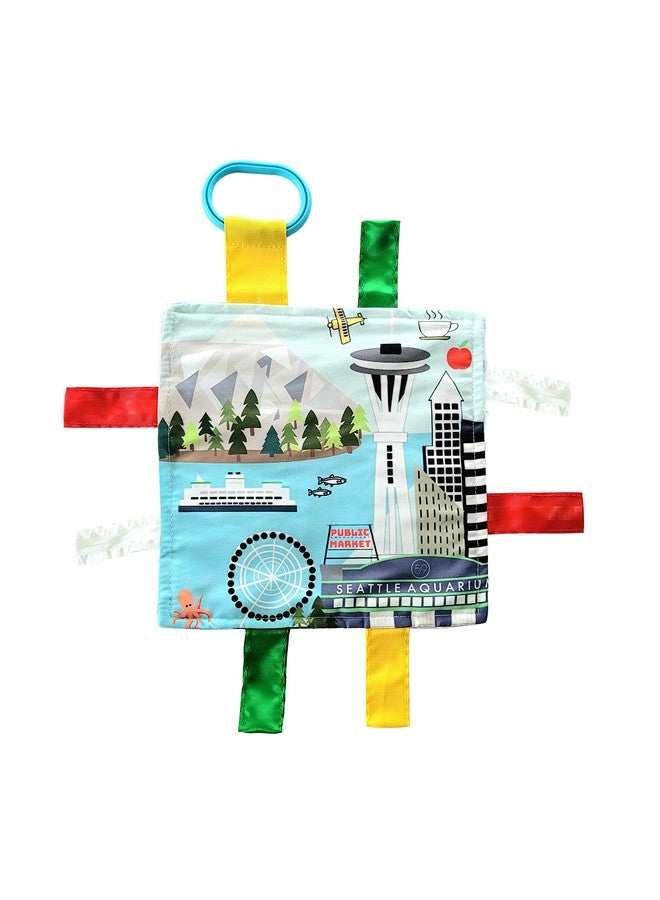 The Learning Lovey Baby Jack & Co 8X8” Learning Lovey Seattle Washington Tag Toys For Babies Baby Crinkle Toys Soft & Safe Learn Usa Cities And Shapes Ideal Baby Toy & Gift Bpa Free W Stroller Clip - Image 2