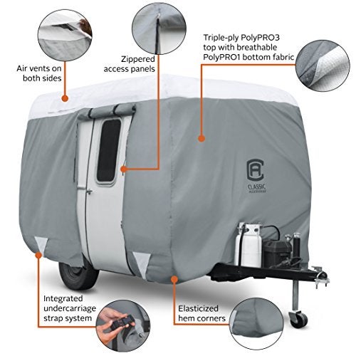Classic Accessories Over Drive PolyPRO 3 Molded Fiberglass Travel Trailer Cover, Fits 11' - 13' Trailers, RV Cover, Camper Cover, Travel Trailer Cover - Image 2