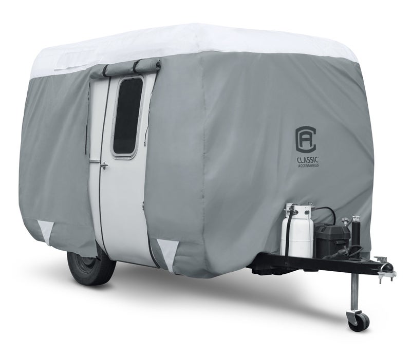 Classic Accessories Over Drive PolyPRO 3 Molded Fiberglass Travel Trailer Cover, Fits 11' - 13' Trailers, RV Cover, Camper Cover, Travel Trailer Cover - Image 1