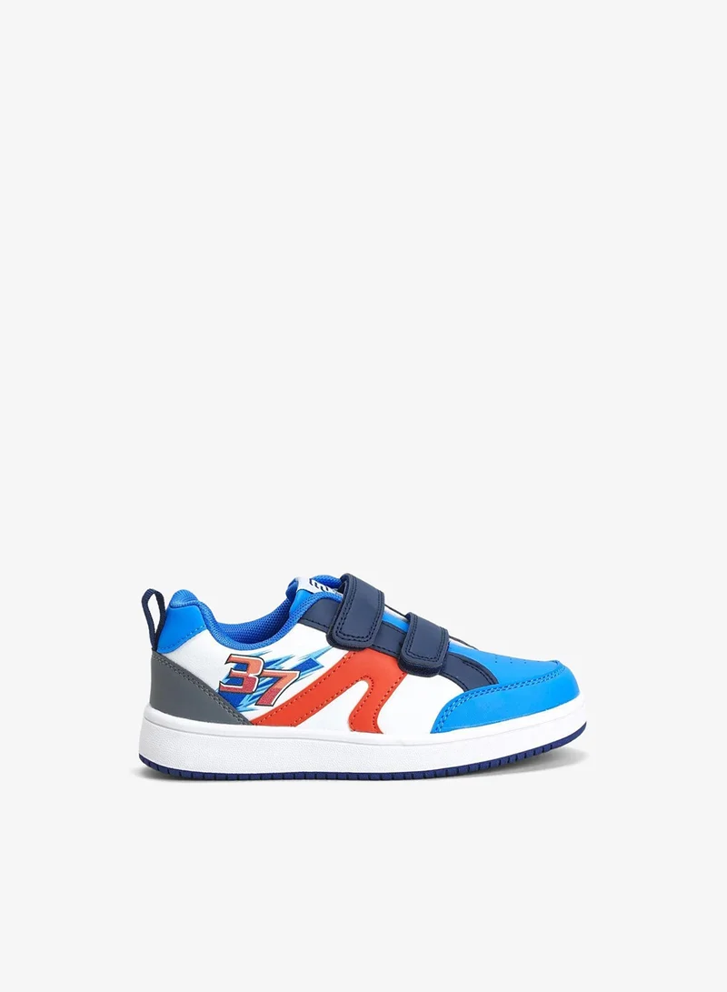 Bonfino Bonfino 37 Printed Velcro Closure Sneakers - White/Blue
