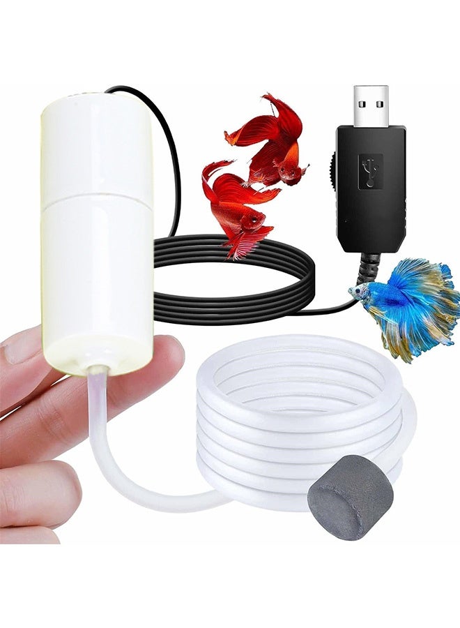 GMORO Mini USB Fish Tank Air Pump, Ultra Silent Aquarium Air Aerator with Air Stone, Portable Oxygen Bubbler, Energy Saving, High Efficiency, 1W-2W, Includes Silicone Tube - Image 1