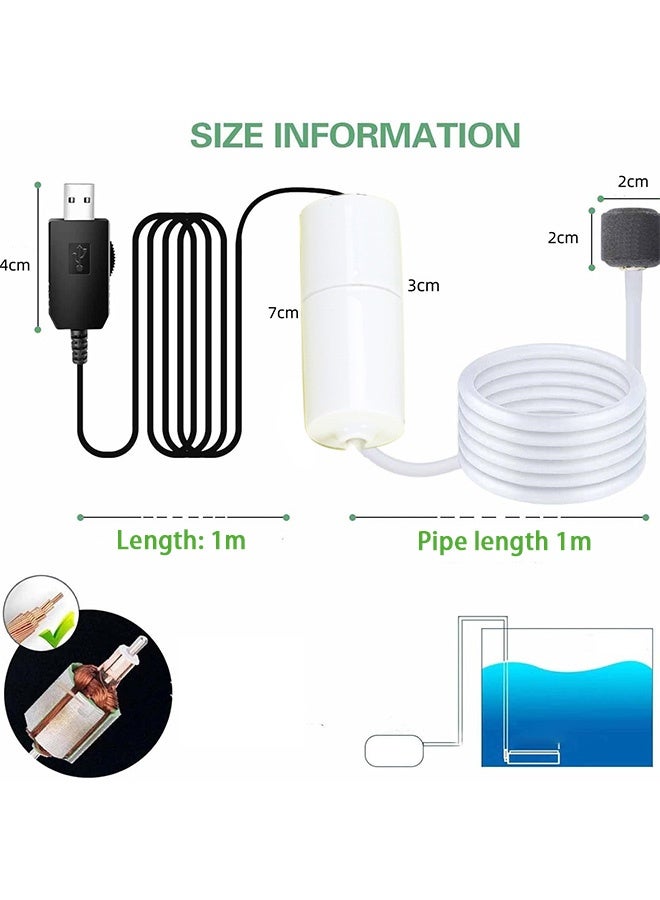 GMORO Mini USB Fish Tank Air Pump, Ultra Silent Aquarium Air Aerator with Air Stone, Portable Oxygen Bubbler, Energy Saving, High Efficiency, 1W-2W, Includes Silicone Tube - Image 4