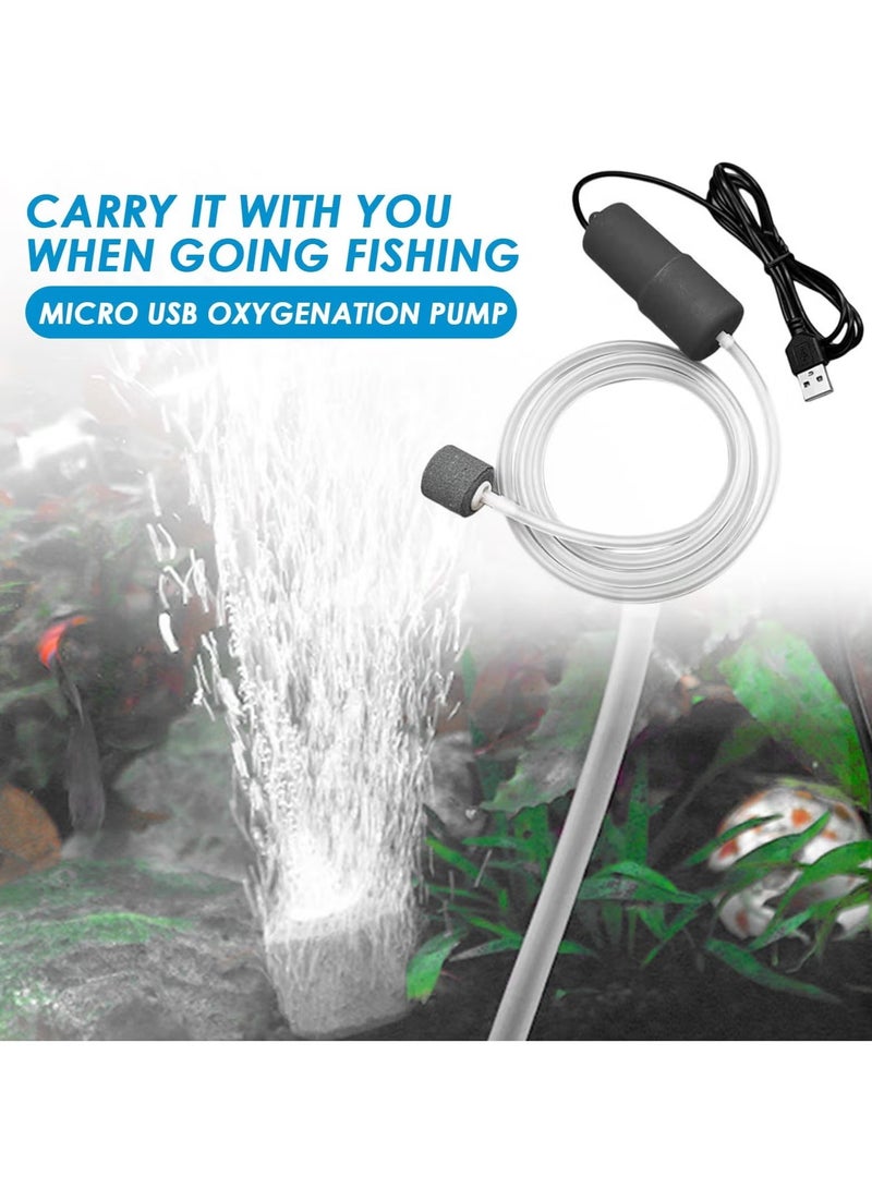 GMORO Mini USB Fish Tank Air Pump, Ultra Silent Aquarium Air Aerator with Air Stone, Portable Oxygen Bubbler, Energy Saving, High Efficiency, 1W-2W, Includes Silicone Tube - Image 3