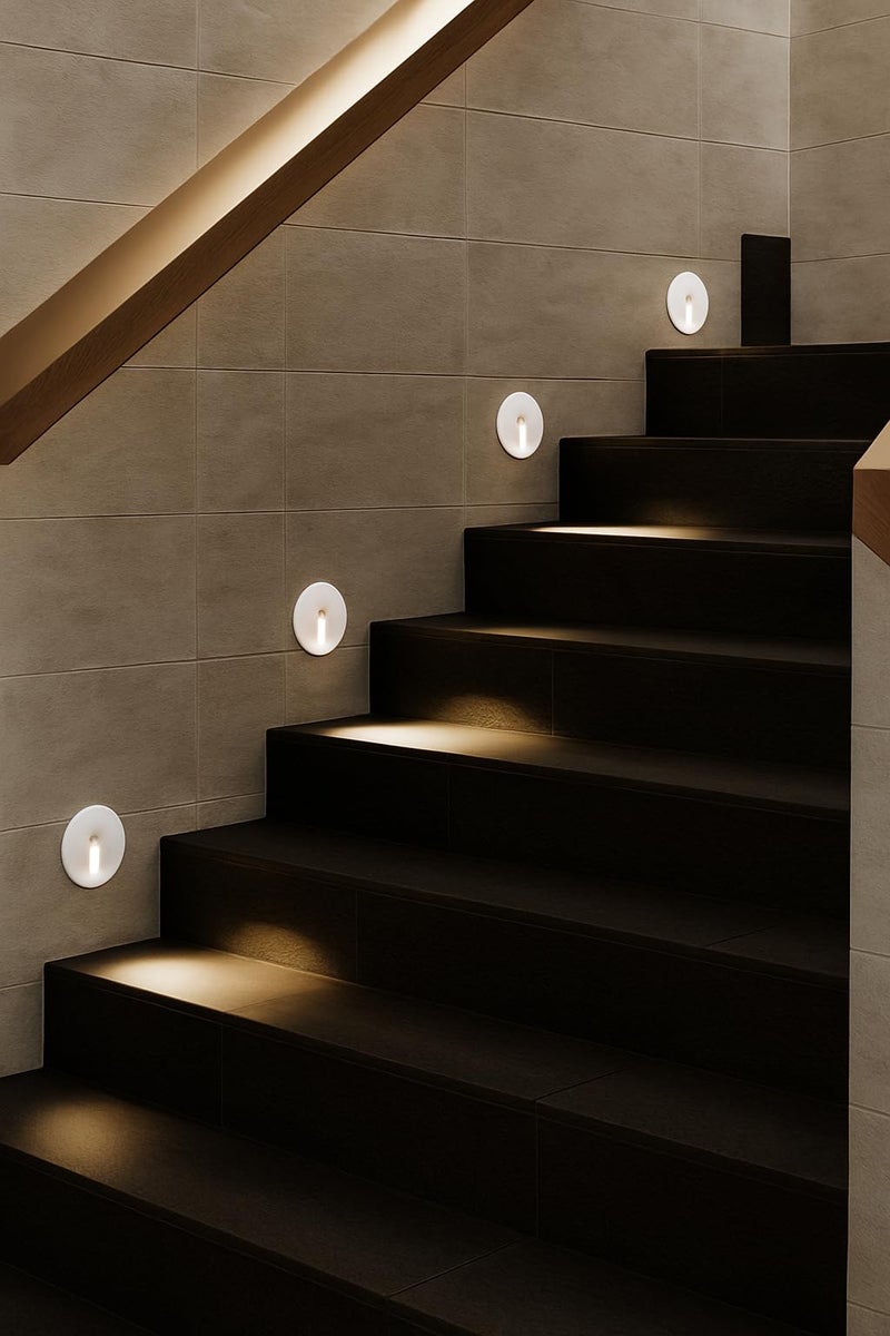 TRIPPING Conceal (3W جسم أبيض دائري LED قدم ضوء - IP65 مقاوم للماء للاستخدام الخارجي/الداخلي - ضوء حائط ألمنيوم مدمج بالدفء الأبيض للسلالم والممرات والحدائق والمزيد) - Image 1