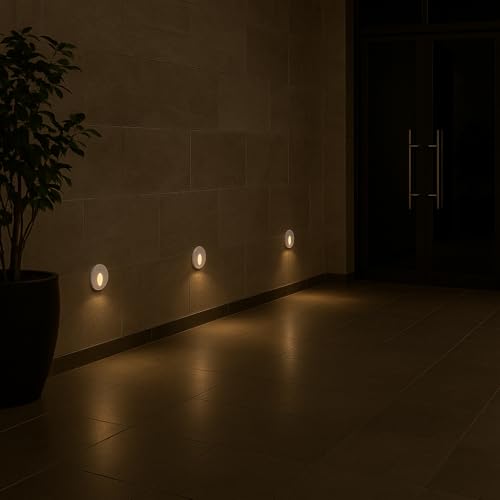 TRIPPING Conceal (3W جسم أبيض دائري LED قدم ضوء - IP65 مقاوم للماء للاستخدام الخارجي/الداخلي - ضوء حائط ألمنيوم مدمج بالدفء الأبيض للسلالم والممرات والحدائق والمزيد) - Image 3