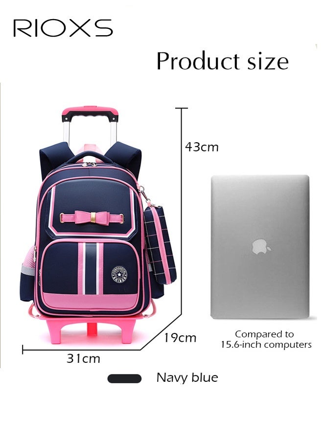 ريوكس أطفال فتيات حقيبة الظهر المتدحرجة، حقيبة الكتب المدرسية ذات العجلات كبيرة السعة، حقيبة الظهر ترولي الأزياء، حقيبة الظهر ذات العجلات لطلاب المرحلة الابتدائية، حقيبة المدرسة في روضة الأطفال مع العجلات الصامت، حقيبة الظهر الضرورية للعودة إلى المدرسة - Image 5