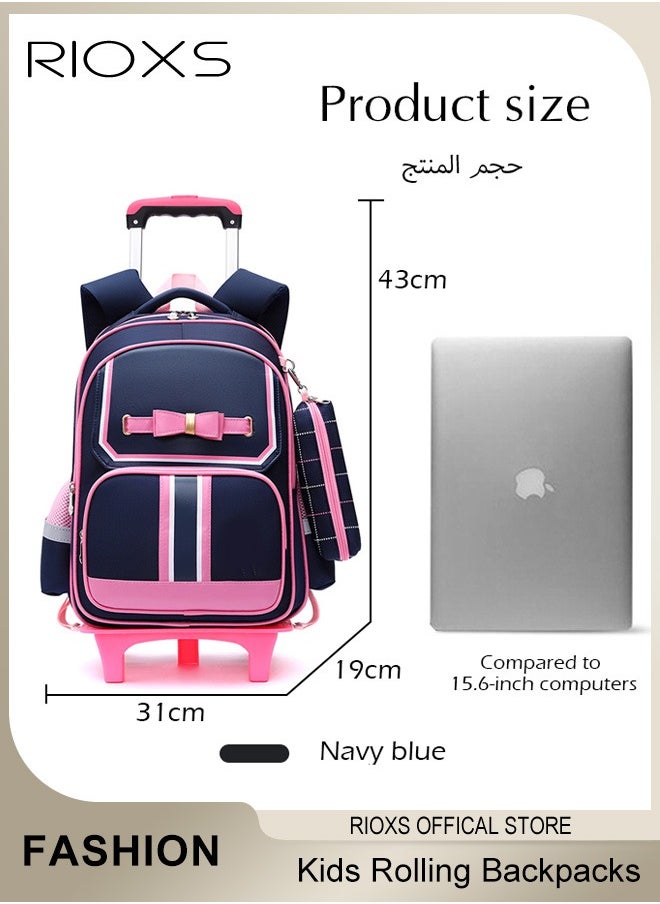 RIOXS Kids Backpack,Rolling Backpacks For Girls,Fashion Printed Trolley School Bags, Large Capacity Backpack With Wheels,Girls' Trolley School Bag,Portable Wheeled Bag Trolley Backpacks  - Image 5