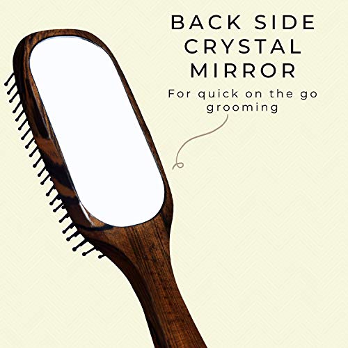 Scarlet Line Professional Mirror Ebony Maple Wood Anti Static Large Paddle Hair Brush with Mirror and Wooden Handle for Men and Women, Brown - Image 4