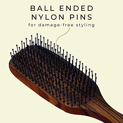 Scarlet Line Professional Mirror Ebony Maple Wood Anti Static Large Paddle Hair Brush with Mirror and Wooden Handle for Men and Women, Brown - Image 5