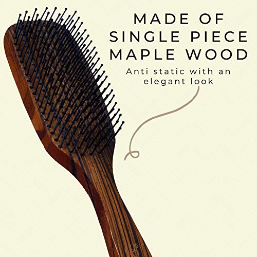 Scarlet Line Professional Mirror Ebony Maple Wood Anti Static Large Paddle Hair Brush with Mirror and Wooden Handle for Men and Women, Brown - Image 3