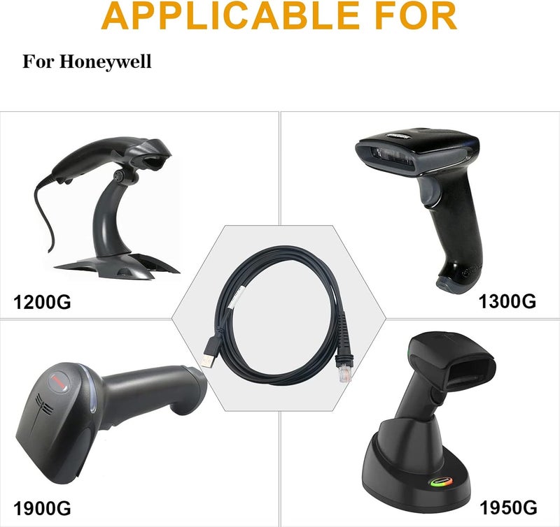 كابل USB للماسح متوافق مع ماسح الباركود هونيول 1900G 1200G 1300G 1400G 1500G 1911i 1280i cbl-500-300-s00 (2م/6.56قدم منفذ USB مستقيم) - Image 5