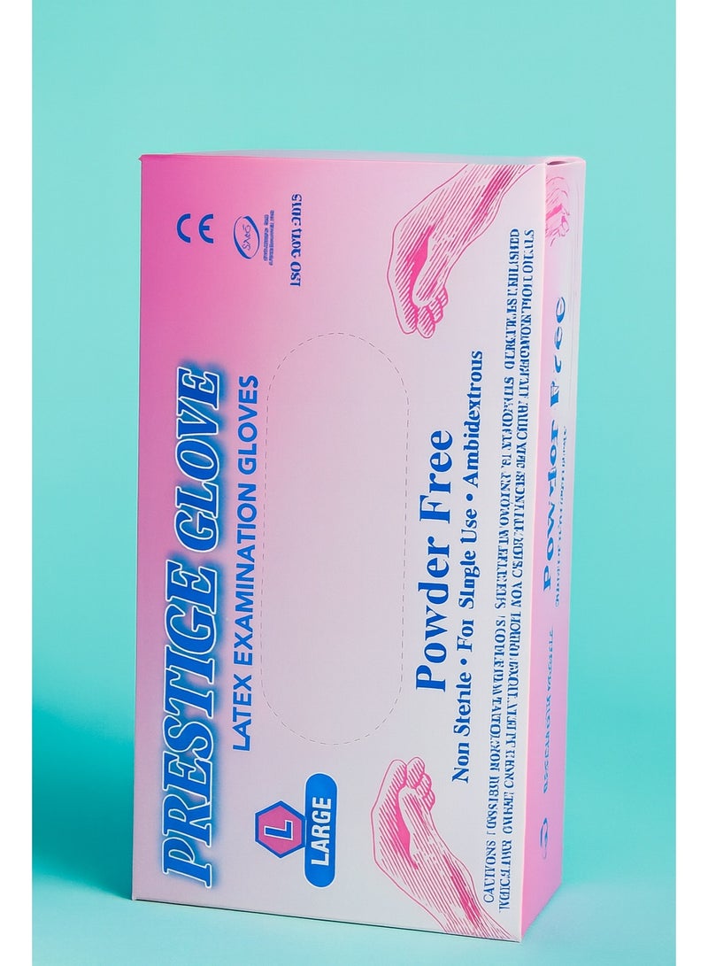 Latex Examination Gloves – Powder Free – Disposable – Size Large – 100 Pieces - Image 3