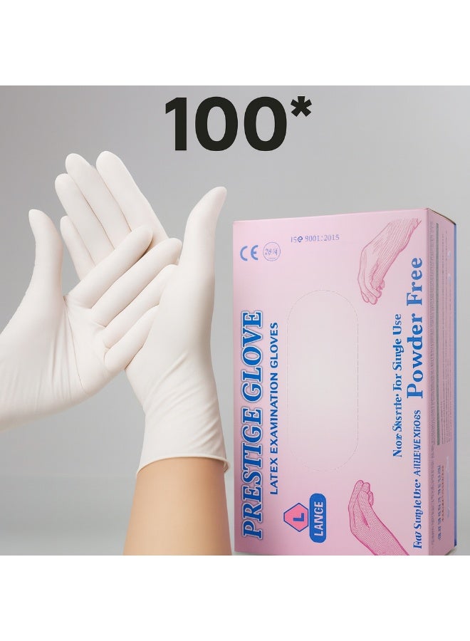 Latex Examination Gloves – Powder Free – Disposable – Size Large – 100 Pieces - Image 2