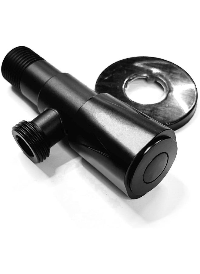 Biella Heavy Duty Angle Stop Corner Valve 1/2 Inch X Matte Black With Teflon Tape Single Handle Shut Off Water Control For Shower Toilet And Bidet - Image 1