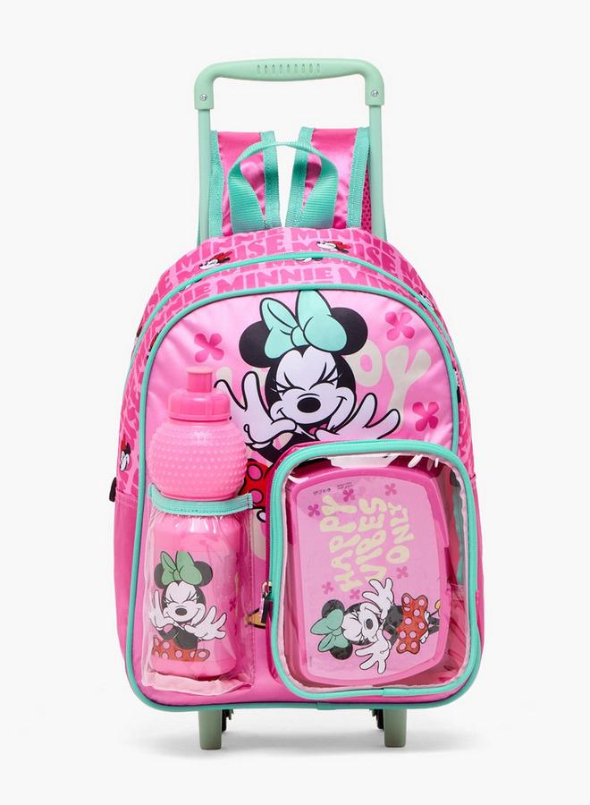 Disney Minnie Mouse Print 3-Piece School Trolley Bag Set For Girls 8-13 Years With Lunch Box - Image 2