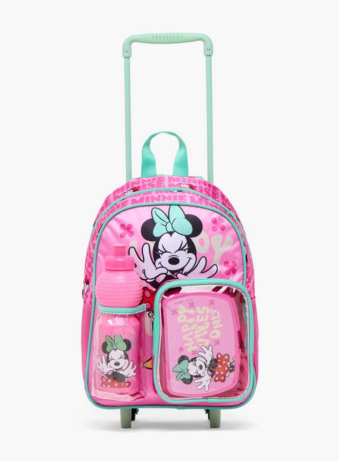 Disney Minnie Mouse Print 3-Piece School Trolley Bag Set For Girls 8-13 Years With Lunch Box - Image 5