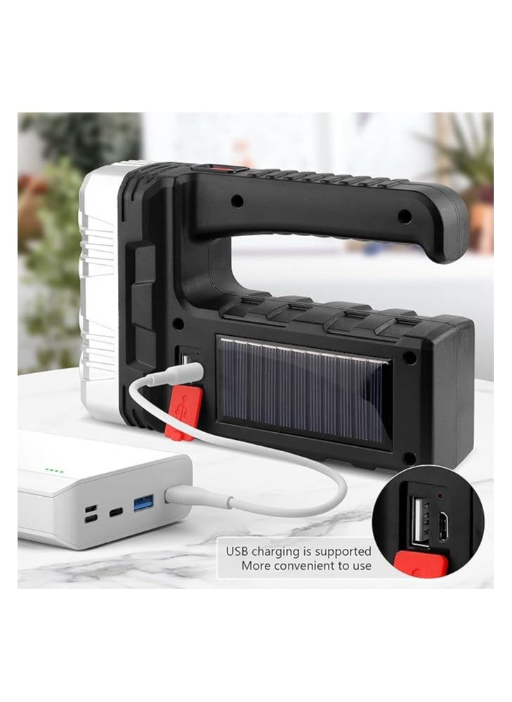 ماركة غير محددة كشاف يدوي بالطاقة الشمسية من يو سي جي جي مع كابل USB، قابل لإعادة الشحن بـ 8 لمبات LED جانبية COB، محمول مقاوم للماء، كشاف يدوي عالي السطوع 3 أوضاع، للصيد في الهواء الطلق والتخييم والطوارئ  - Image 4