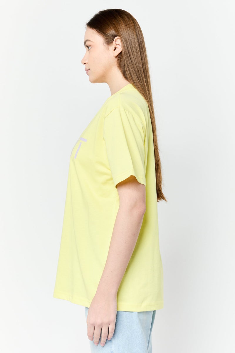 ESPRIT Women Crew Neck Brand Logo Short Sleeves T-shirt, Yellow - Image 3