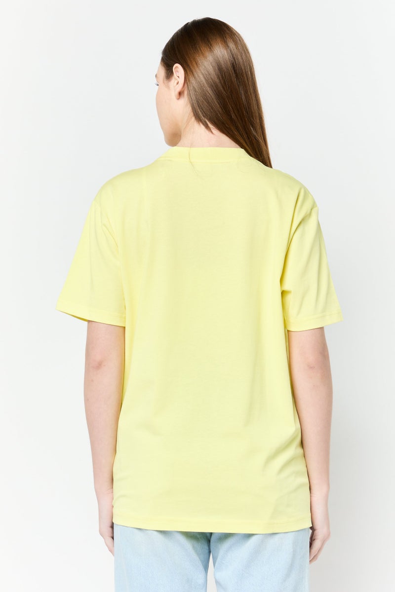 ESPRIT Women Crew Neck Brand Logo Short Sleeves T-shirt, Yellow - Image 4