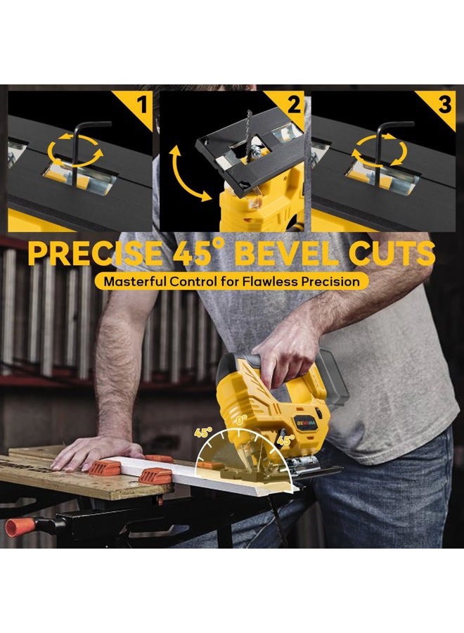 DEMIMA Cordless Jig Saw for De-Walt 20V Battery, 7 Speed Variable ​​Up to 3200RPM, LED Light, 45° Bevel Cuts, 3 Orbital Motions, with Jig Saw Blade for Straight/Curve/Circle Cutting(Battery Not Include) - Image 5