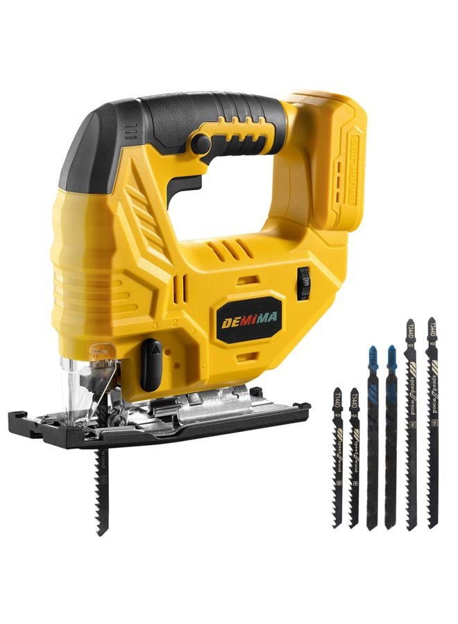 DEMIMA Cordless Jig Saw for De-Walt 20V Battery, 7 Speed Variable ​​Up to 3200RPM, LED Light, 45° Bevel Cuts, 3 Orbital Motions, with Jig Saw Blade for Straight/Curve/Circle Cutting(Battery Not Include) - Image 1