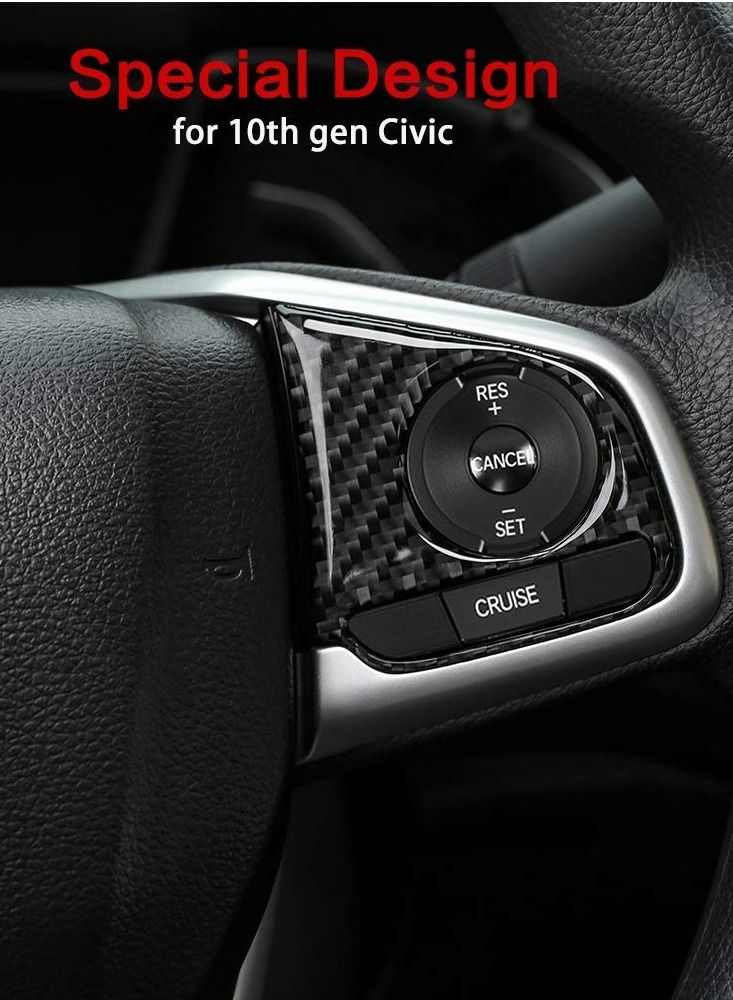 Y&D Carbon Fiber Steering Wheel Button Sticker Frame, Which Compatible with Honda Civic 10th Gen 2016-2019 Auto Accessories Interior Modification  - Image 2