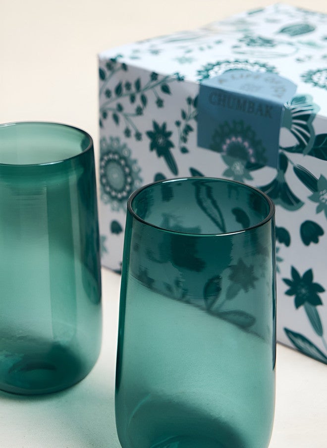 Chumbak Cove Glass Tumblers Gift Set - Set of 2 | 580 ml - Image 4