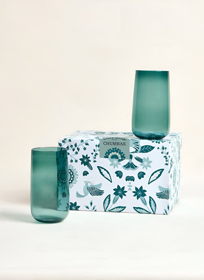 Chumbak Cove Glass Tumblers Gift Set - Set of 2 | 580 ml - Image 3