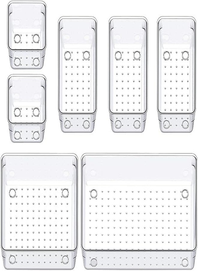 Kaito Desk Drawer Organizer Set, 7 Pieces Drawer Containers, 4 Sizes, for Makeup Cosmetics Jewelry, Kitchen Gadgets Organiser, Dressing Table Organiser - Image 1