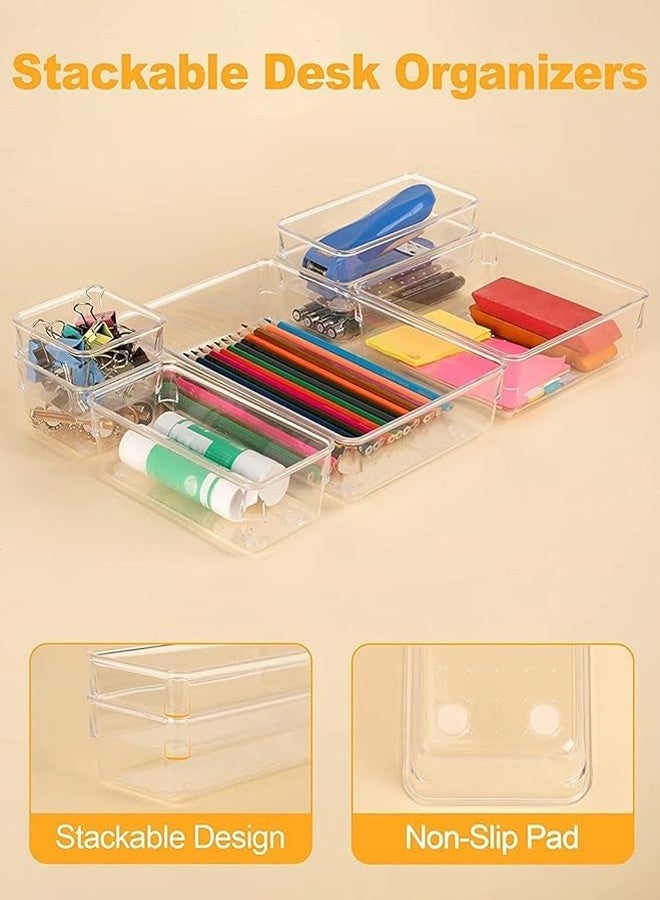 Kaito Desk Drawer Organizer Set, 7 Pieces Drawer Containers, 4 Sizes, for Makeup Cosmetics Jewelry, Kitchen Gadgets Organiser, Dressing Table Organiser - Image 2