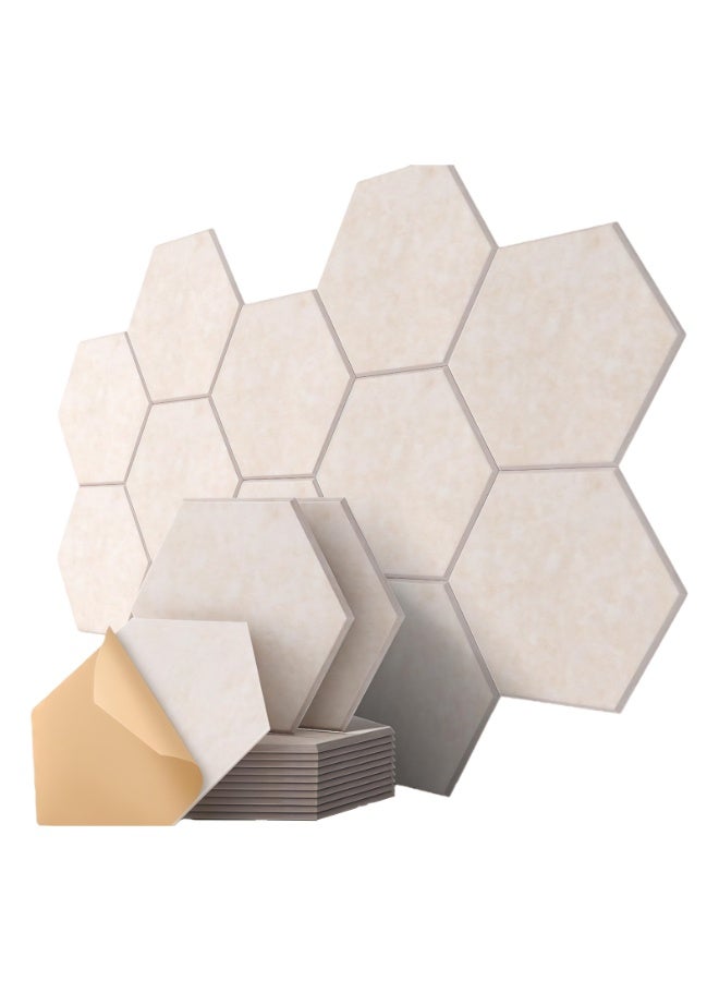 CHIYLE Self-Adhesive Acoustic Panels, 12 Pcs 30cm Hexagon Sound Absorbing Panels, High Density Acoustical Wall Padding (Light Camel) - Image 1