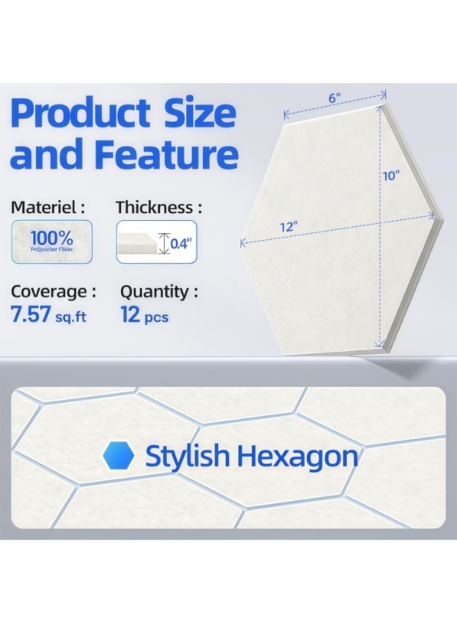CHIYLE Self-Adhesive Acoustic Panels, 12 Pcs 30cm Hexagon Sound Absorbing Panels, High Density Acoustical Wall Padding (Light Camel) - Image 5