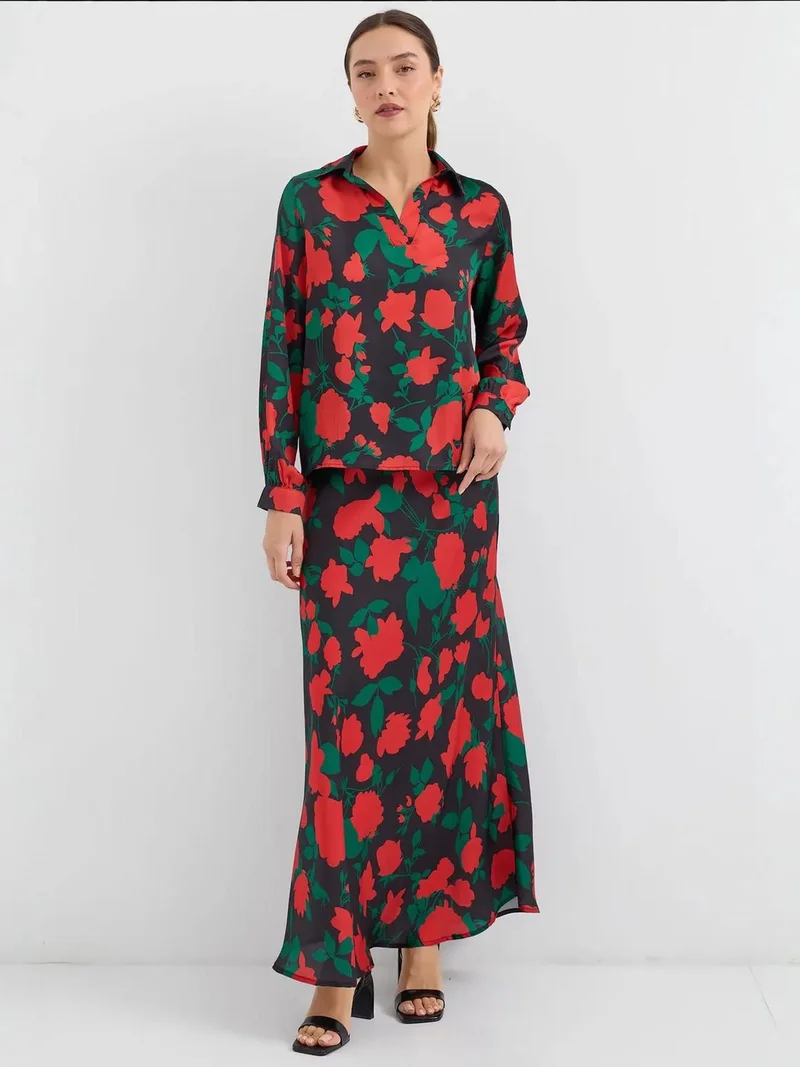 BIG DART BDART Long Sleeve Floral Two-Piece Coord Set