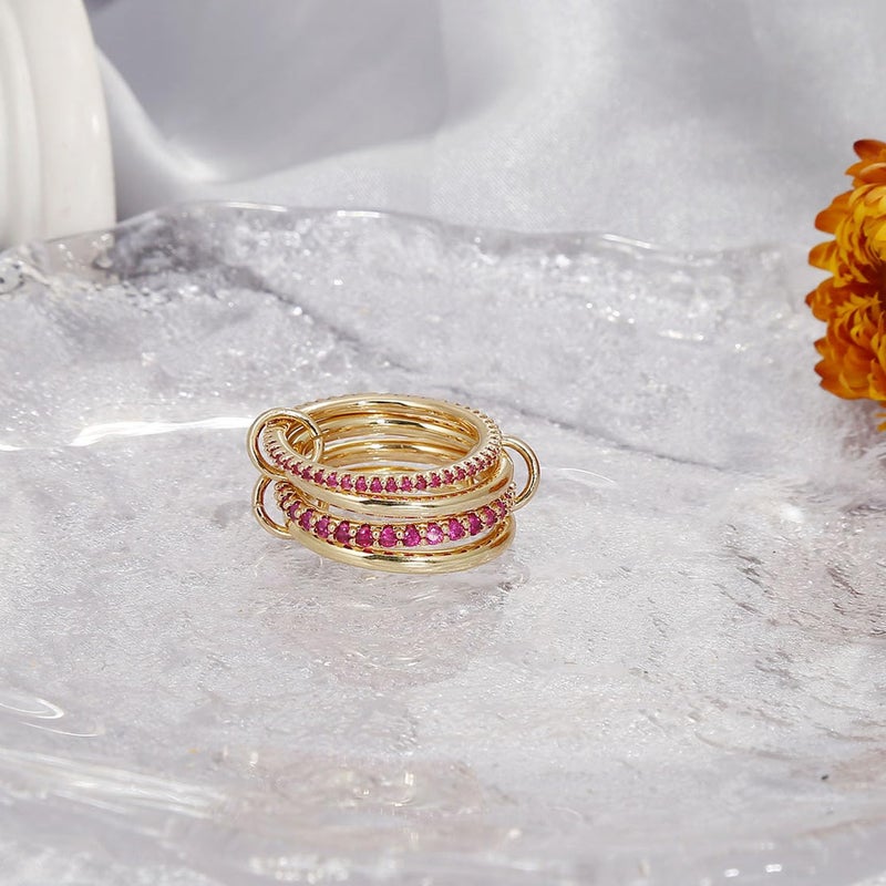 COLOYAN Stackable Rings for Women Non Tarnish, Dainty Cubic Zirconia Multi Ring 18K Gold Plated, Statement Rings Stacking Rings Jewelry - Image 5
