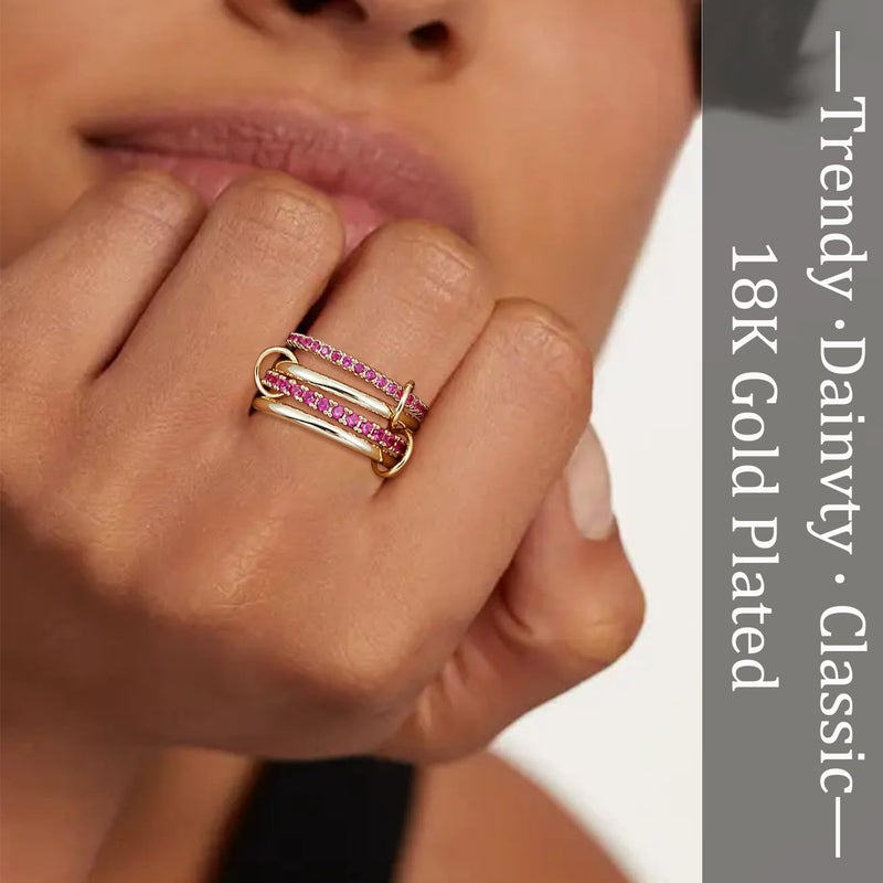 COLOYAN Stackable Rings for Women Non Tarnish, Dainty Cubic Zirconia Multi Ring 18K Gold Plated, Statement Rings Stacking Rings Jewelry - Image 3