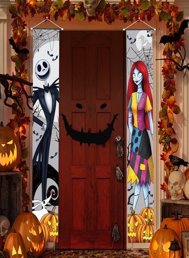 Tivee Jack Sally Banner Porch Signs Halloween Decor Christmas Nightmare Banner Halloween Decorations Outdoor Before Party Banner - Image 3