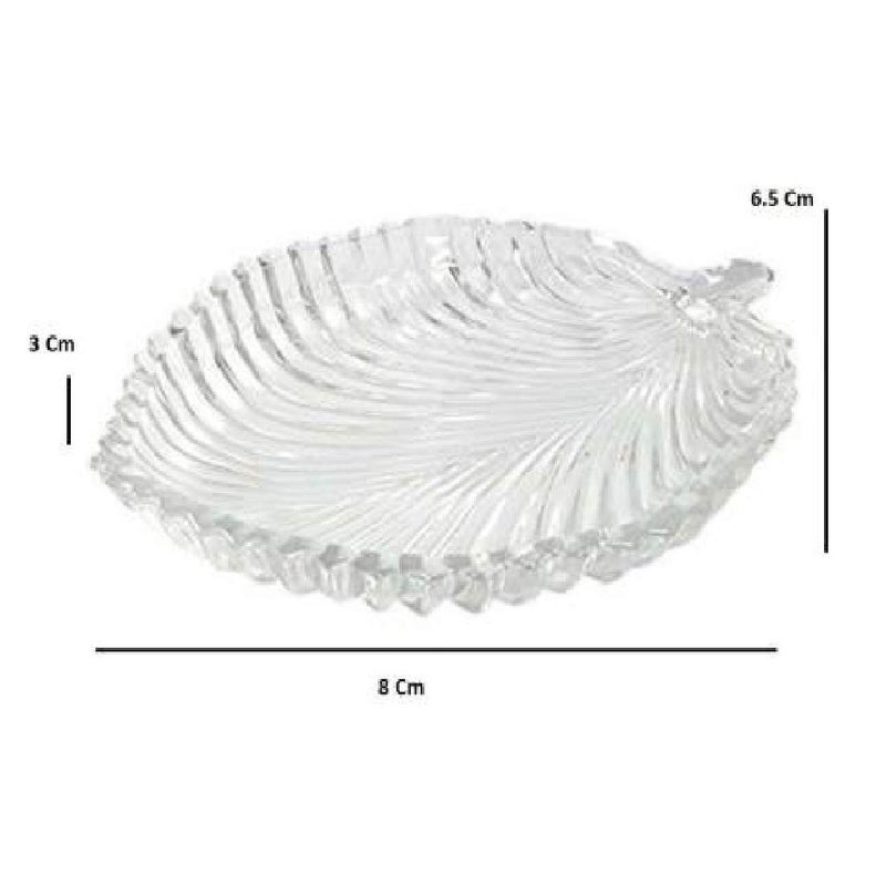 AVNISH Small Beautiful Crystal Leaf Shape Glass Tray Plate for Serving Dry Fruits, Fruits, Snacks, Sweets, Chocolates Useful for Diwali Home Decoration, Living Room (Standard, Clear) - Pack of 1 - Image 3