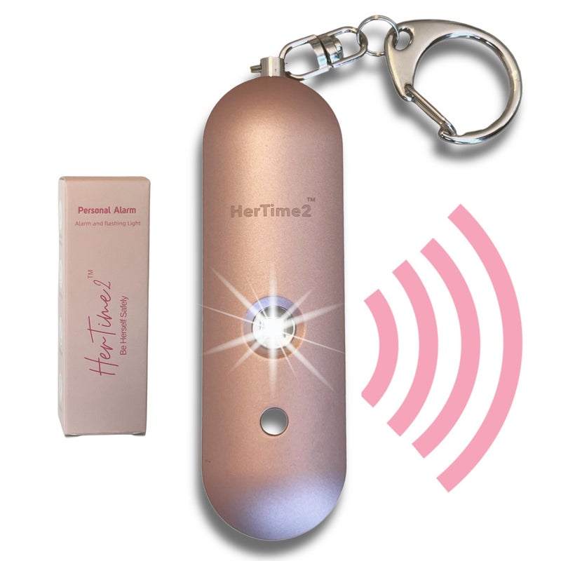 HerTime2 Personal Safety Alarm â€“ Travel Safe Waterproof â€“ Gift for Women College Girls â€“ Self Defense Keychain â€“ Extra Loud Siren â€“ Strobe Light â€“ Cute Key Chains Protection (Rose Gold) - Image 1