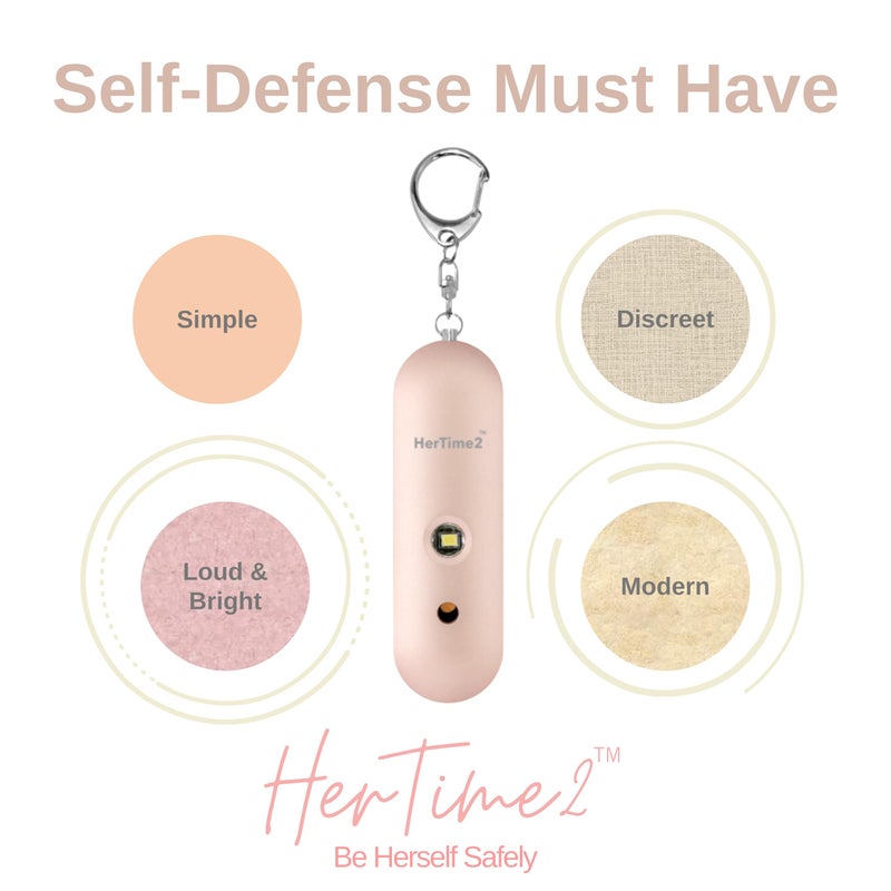 HerTime2 Personal Safety Alarm â€“ Travel Safe Waterproof â€“ Gift for Women College Girls â€“ Self Defense Keychain â€“ Extra Loud Siren â€“ Strobe Light â€“ Cute Key Chains Protection (Rose Gold) - Image 5