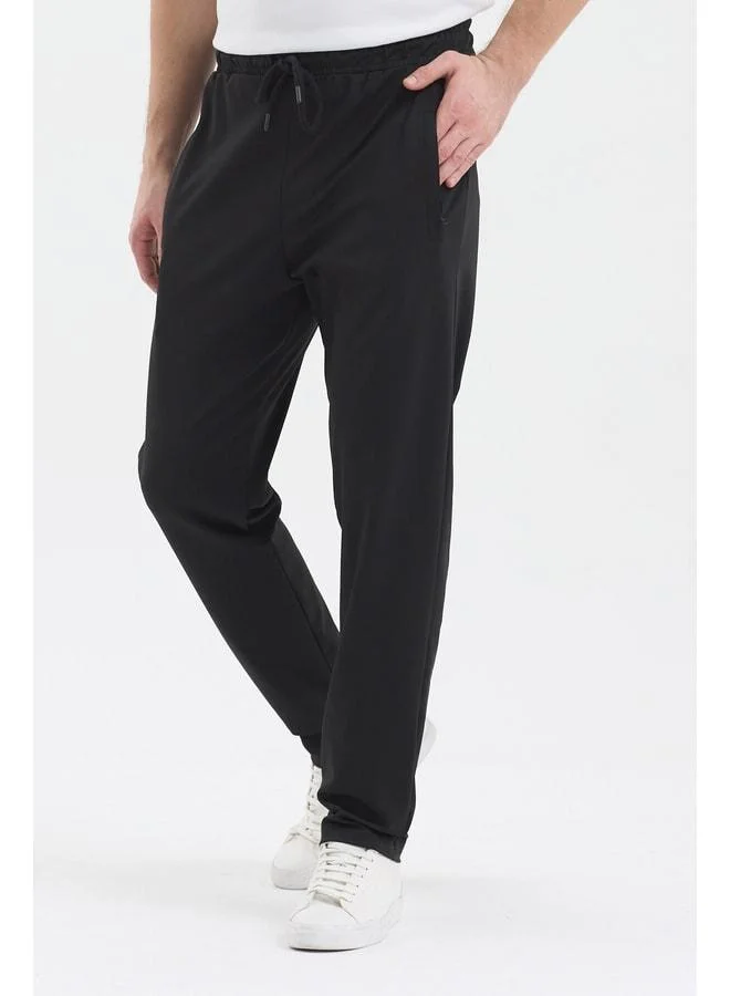 Mmetalic Men's Black-Anthracite Zipper Pocket Diver Fabric Straight-Leg Comfortable Cotton Jogger 2-Pack Sweatpants.