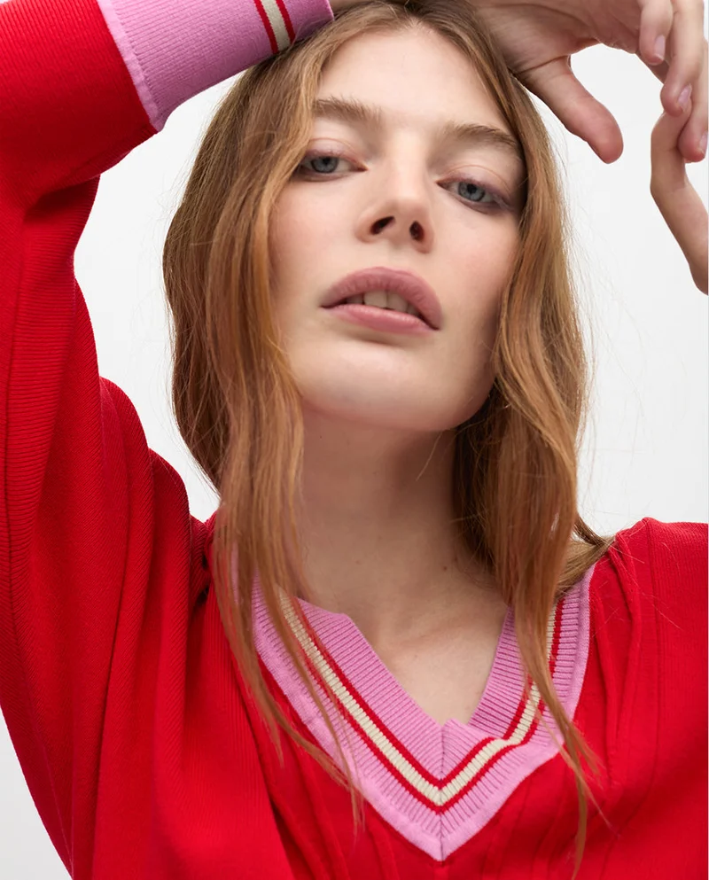 Lola Casademunt V-neck Contrast Trim Sweater