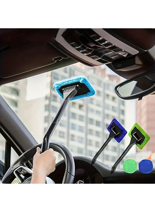 Navy Blue Car Window Cleaning Kit Long Handle Internal External Glass Cleaning Tools Essential For Car Maintenance - Image 1