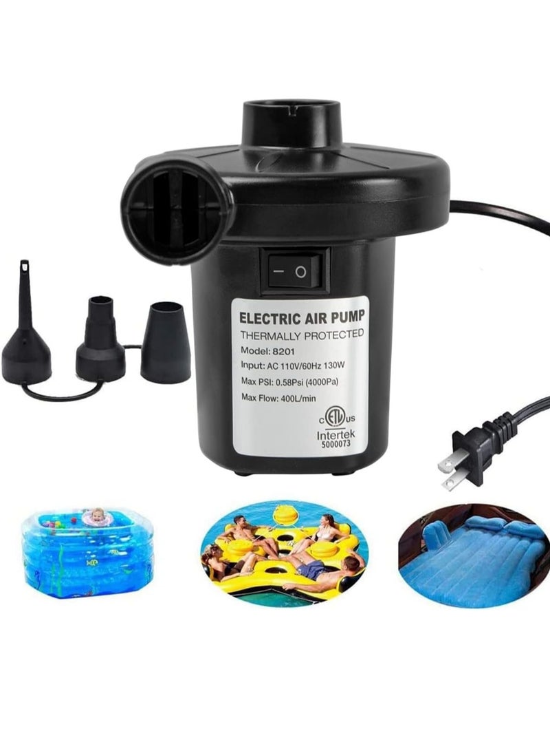 BOMPOW BOMPOW Electric Air Pump for Inflatables Air Mattress Pump Air Bed Pool Toy Raft Boat Quick Electric Pool Float Pump Black (AC Pump(130W))  - Image 1